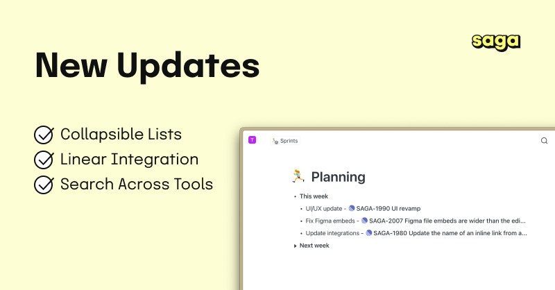 Collapsible Lists, Linear Integration, Search Across Tools