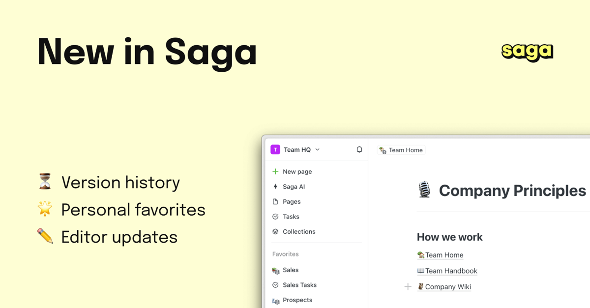 Version history, personal favorites, and more!